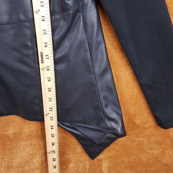 JACK Womens Jacket Small Black Faux Leather Open Draped Sherpa Collar BB DAKOTA - Picture 7 of 8